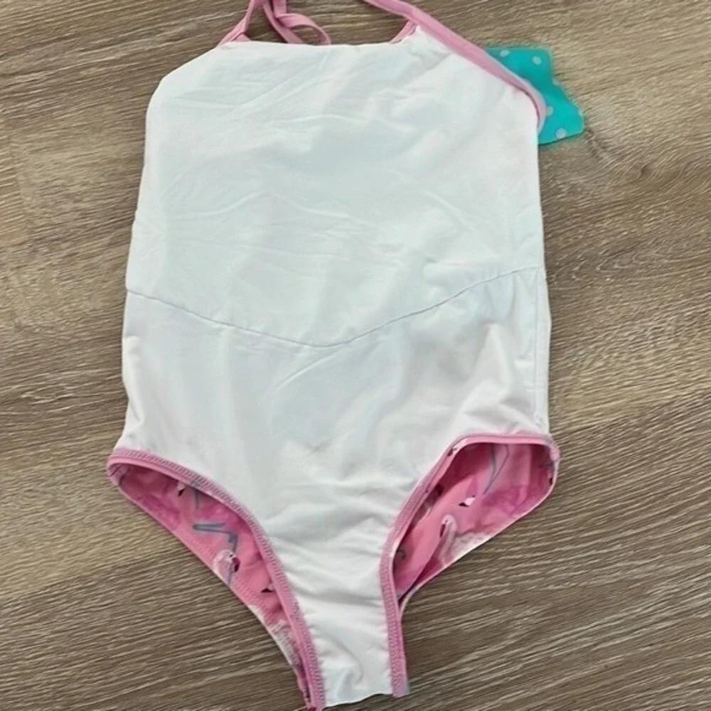 Matilda Jane Enchanted Garden Flamingo One Piece Swimsuit Girls Size 6